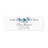 Elegant French Rococo Blue & White Floral Etiket (Voorkant)