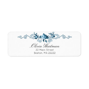 Elegant French Rococo Blue & White Floral Etiket