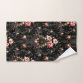 Elegant French Rococo Floral-Black Background Bad Handdoek (Handdoek)