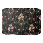 Elegant French Rococo Floral-Black Background Badmat (Voorkant)