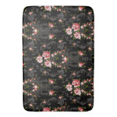 Elegant French Rococo Floral-Black Background Badmat (Voorkant Verticaal)
