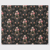 Elegant French Rococo Floral-Black Background Cadeaupapier (Vlak)