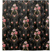 Elegant French Rococo Floral-Black Background Douchegordijn (Voorkant)