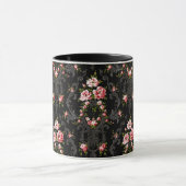 Elegant French Rococo Floral-Black Background Mok (Midden)
