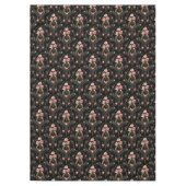 Elegant French Rococo Floral-Black Background Tafelkleed (Voorkant)