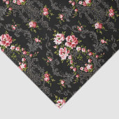 Elegant French Rococo Floral-Black Background Tissuepapier (Detail)