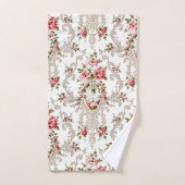 Elegant French Rococo Floral-White Background Bad Handdoek (Handdoek)
