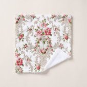 Elegant French Rococo Floral-White Background Bad Handdoek (Wasdoekje)