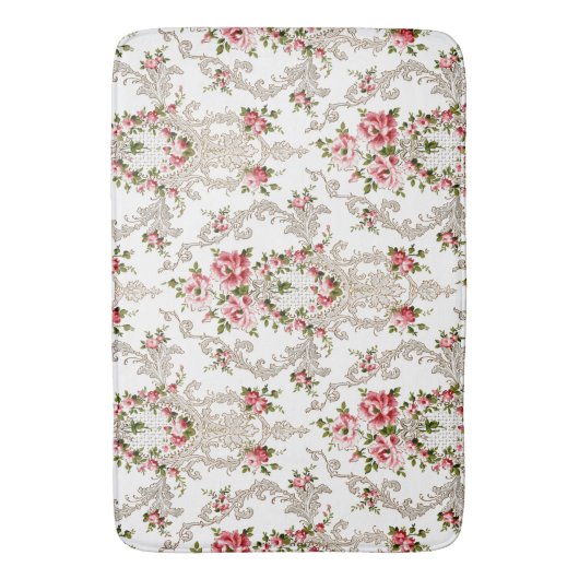 Elegant French Rococo Floral-White Background Badmat (Voorkant Verticaal)