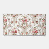 Elegant French Rococo Floral-White Background Bureaumat (Voorkant)