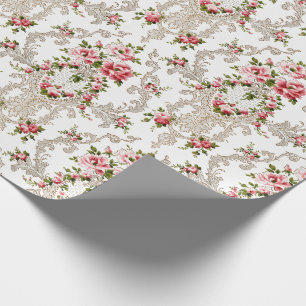 Elegant French Rococo Floral-White Background Cadeaupapier