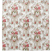 Elegant French Rococo Floral-White Background Douchegordijn (Voorkant)
