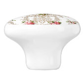 Elegant French Rococo Floral-White Background Keramische Knop (Zijkant)