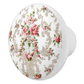 Elegant French Rococo Floral-White Background Keramische Knop (Rechts)