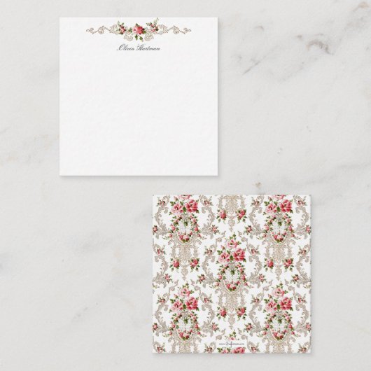 Elegant French Rococo Floral-White Background Notitiekaartje (Voorkant / Achterkant)
