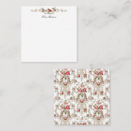 Elegant French Rococo Floral-White Background Notitiekaartje