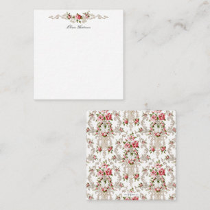Elegant French Rococo Floral-White Background Notitiekaartje
