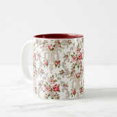 Elegant French Rococo Floral-White Background Tweekleurige Koffiemok (Voorkant links)
