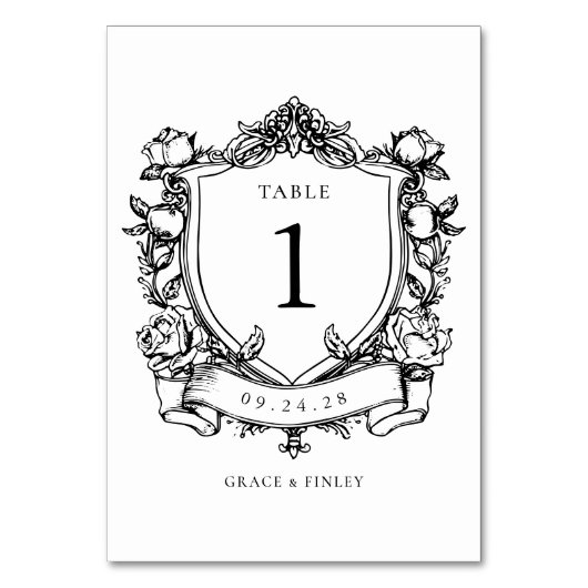 Elegant French Rozen  Crest Wedding Kaart (Achterkant)