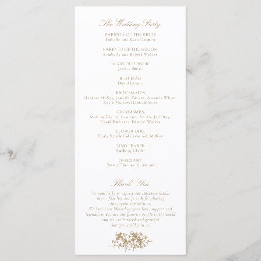 Elegant French Rozen  Crest Wedding Programme Programmakaart (Achterkant)
