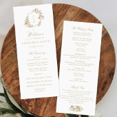 Elegant French Rozen  Crest Wedding Programme Programmakaart