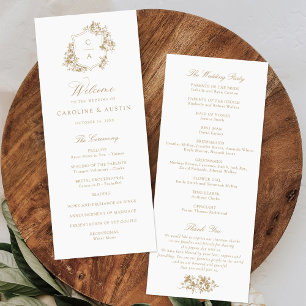 Elegant French Rozen  Crest Wedding Programme Programmakaart
