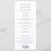 Elegant French Rozen Dusty Blue Crest Wedding Programmakaart (Achterkant)