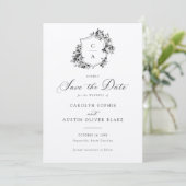 Elegant French Rozen Floral Crest Save Date Kaart (Staand voorkant)