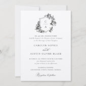 Elegant French Rozen Floral  Crest Wedding Kaart (Voorkant)