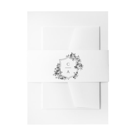Elegant French Rozen Floral Crest Wedding Monogram Uitnodigingen Wikkel (Voorkant Voorbeeld)