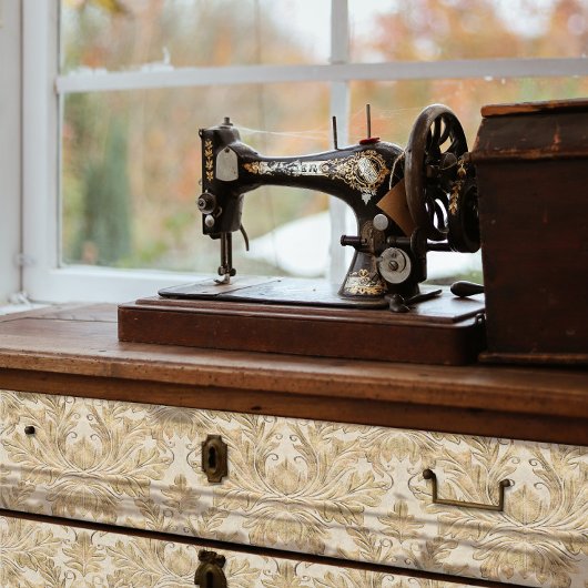  Elegant French Tan Wood Damask Decoupage Tissuepapier