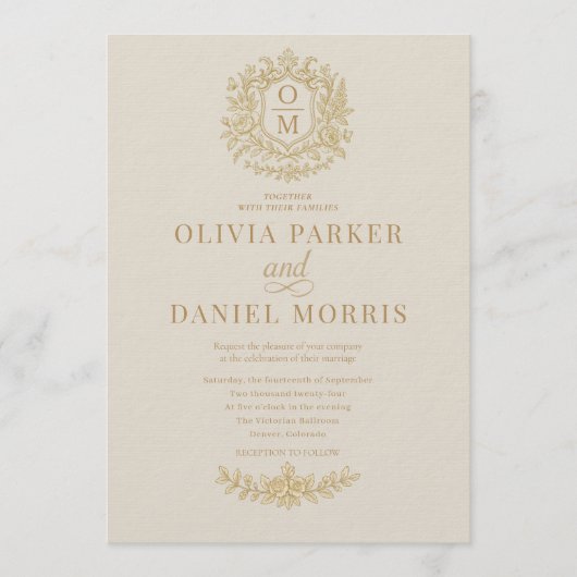 Elegant French Victorian Photo QR Code Wedding Kaart (Voorkant)