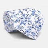 Elegant French Vintage Blue Floral Stropdas (Opgerold)