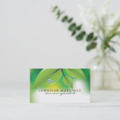Elegant Fresh Green Leafs Design Visitekaartje (Staand voorkant)