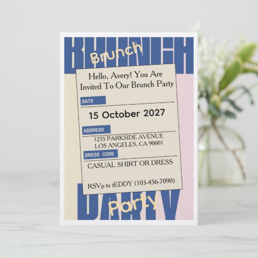 Elegant Friday Brunch Invitation – Modern  Kaart (Staand voorkant)
