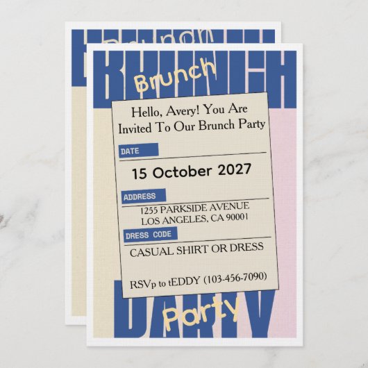Elegant Friday Brunch Invitation – Modern  Kaart (Voorkant / Achterkant)