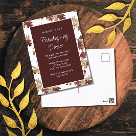 Elegant Friendsgiving Dinner Herfst Foliage Feestdagenkaart