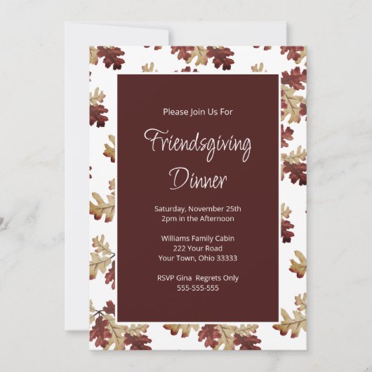 Elegant Friendsgiving Herfst Foliage Dinner Kaart (Voorkant)