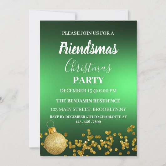 Elegant Friendsmas - Uitnodiging voor kerstfeestda (Voorkant)