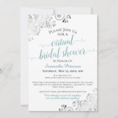 Elegant Frilly Blauwgroen op wit virtueel Vrijgeze Kaart (Voorkant)