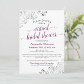 Elegant Frilly Cassis Wit Virtual Vrijgezellenfees Kaart (Staand voorkant)