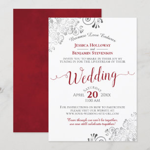 Elegant Frilly Red over White Wedding Livestream Kaart
