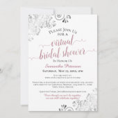 Elegant Frilly Roos op wit virtueel Vrijgezellenfe Kaart (Voorkant)