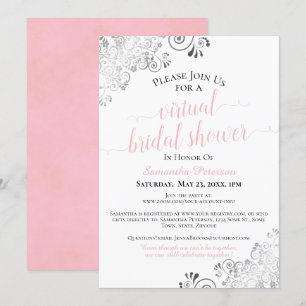 Elegant Frilly Roze & Wit Virtual Vrijgezellenfees Kaart