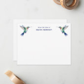 Elegant From the Desk of Personalized Hummingbird Notitiekaartje (Voorkant / Achterkant in situ)