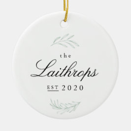 Elegant Fronds Pas getrouwd Eerste kerstOrnament Keramisch Ornament