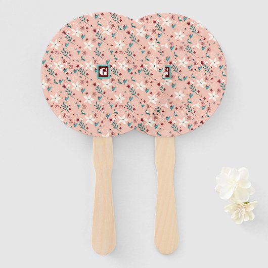 Elegant froral Pink Home Handwaaier (Voorkant en achterkant)