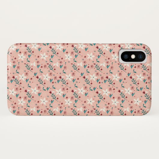 Elegant froral roze Case-Mate iPhone case (Achterkant (horizontaal))