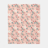 Elegant froral roze fleece deken (Voorkant)