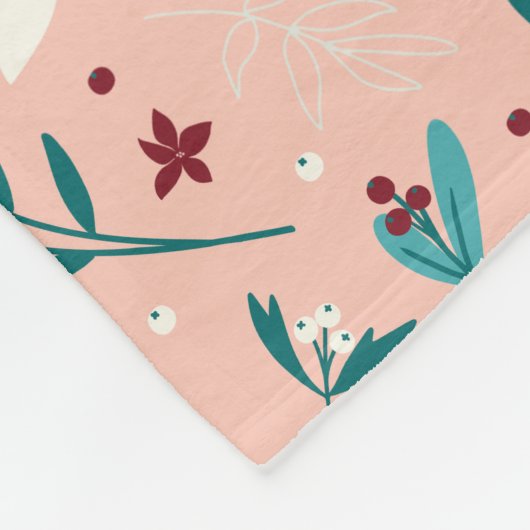 Elegant froral roze fleece deken (Hoek)